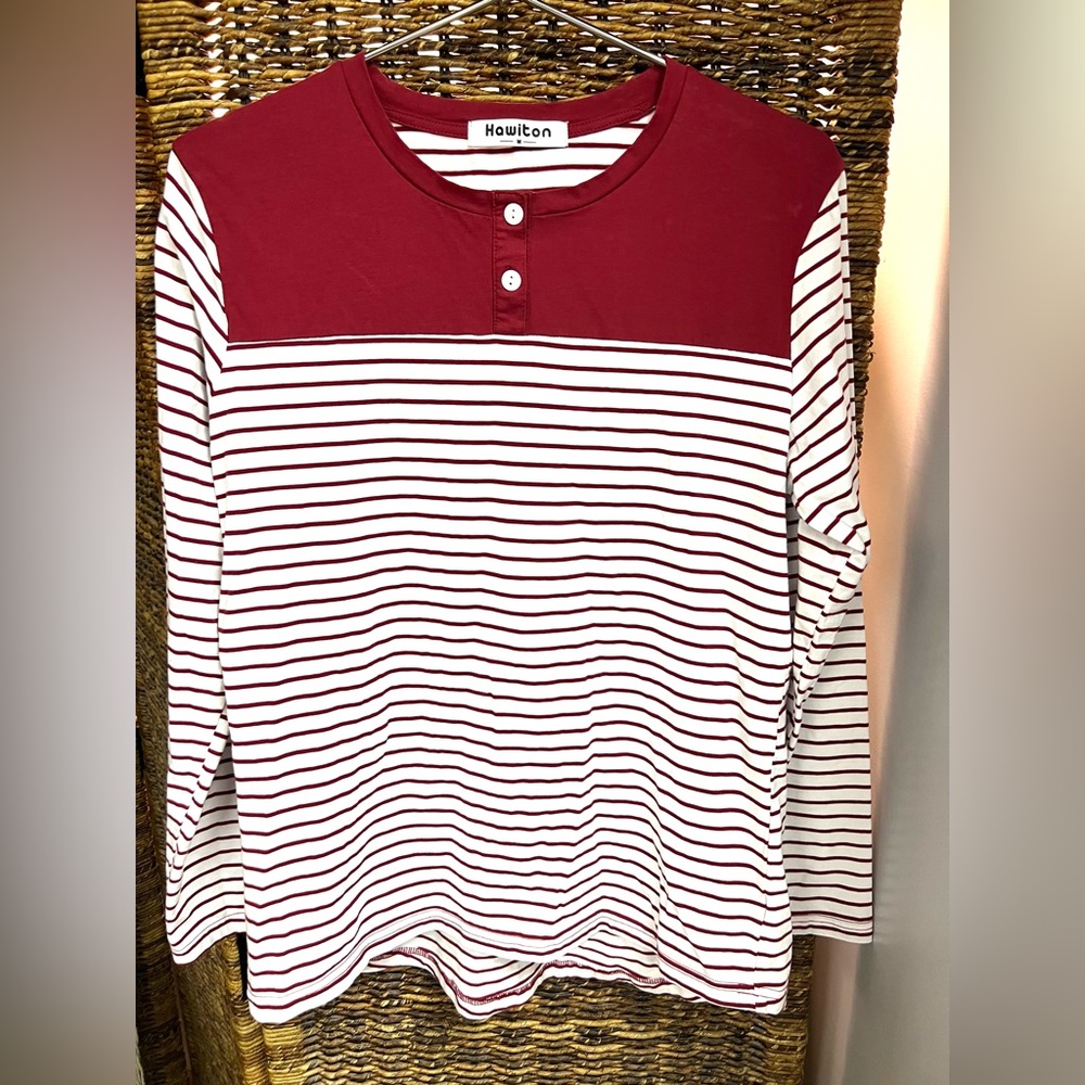 Hawiton - Womens Striped Shirt, Red/White, Size:‎ Medium